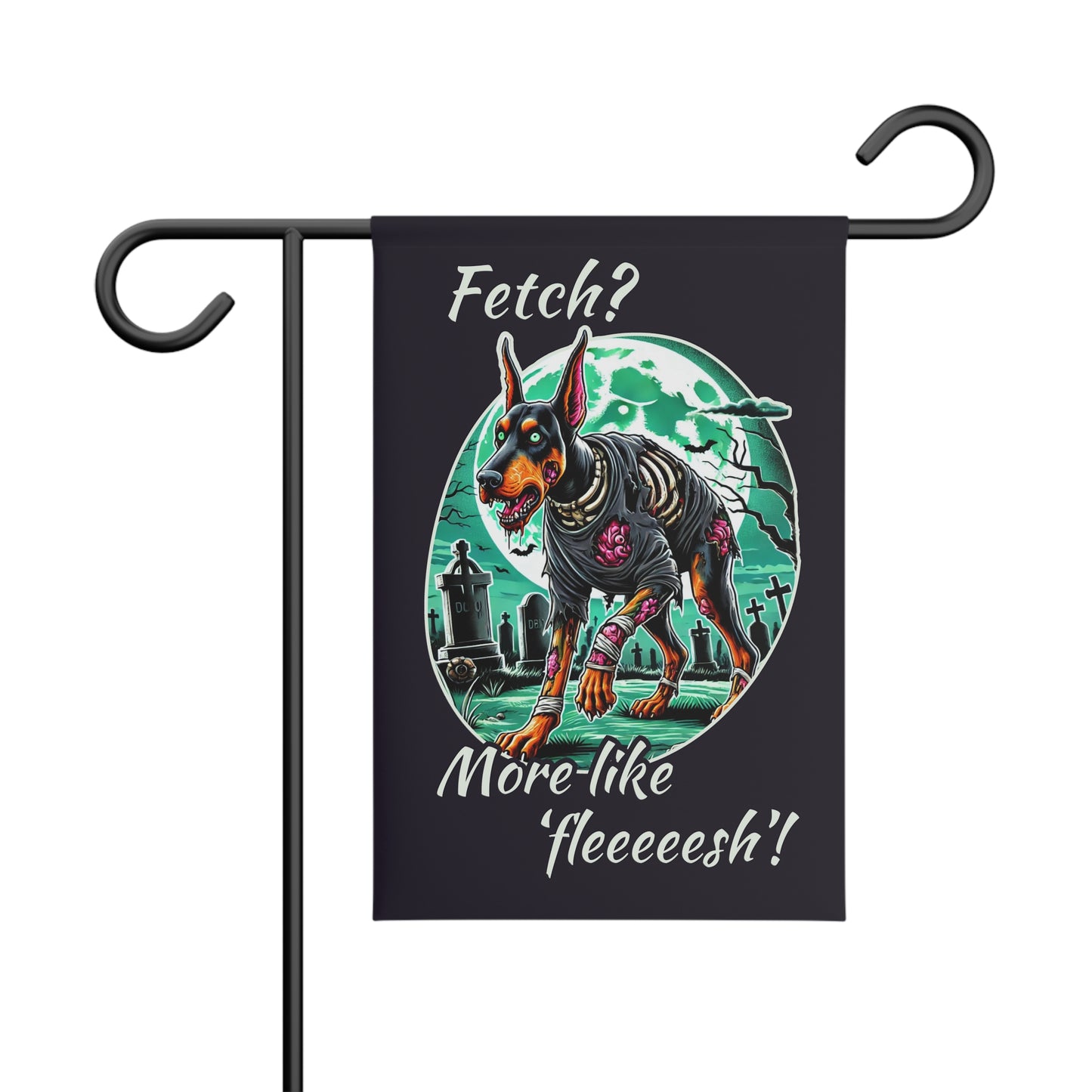 Zombie Doberman Halloween Garden Flag