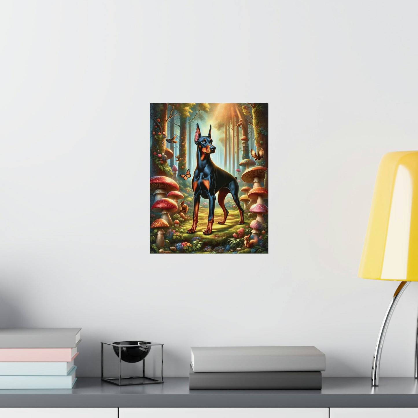 Doberman Sentry of the Shrooms Poster