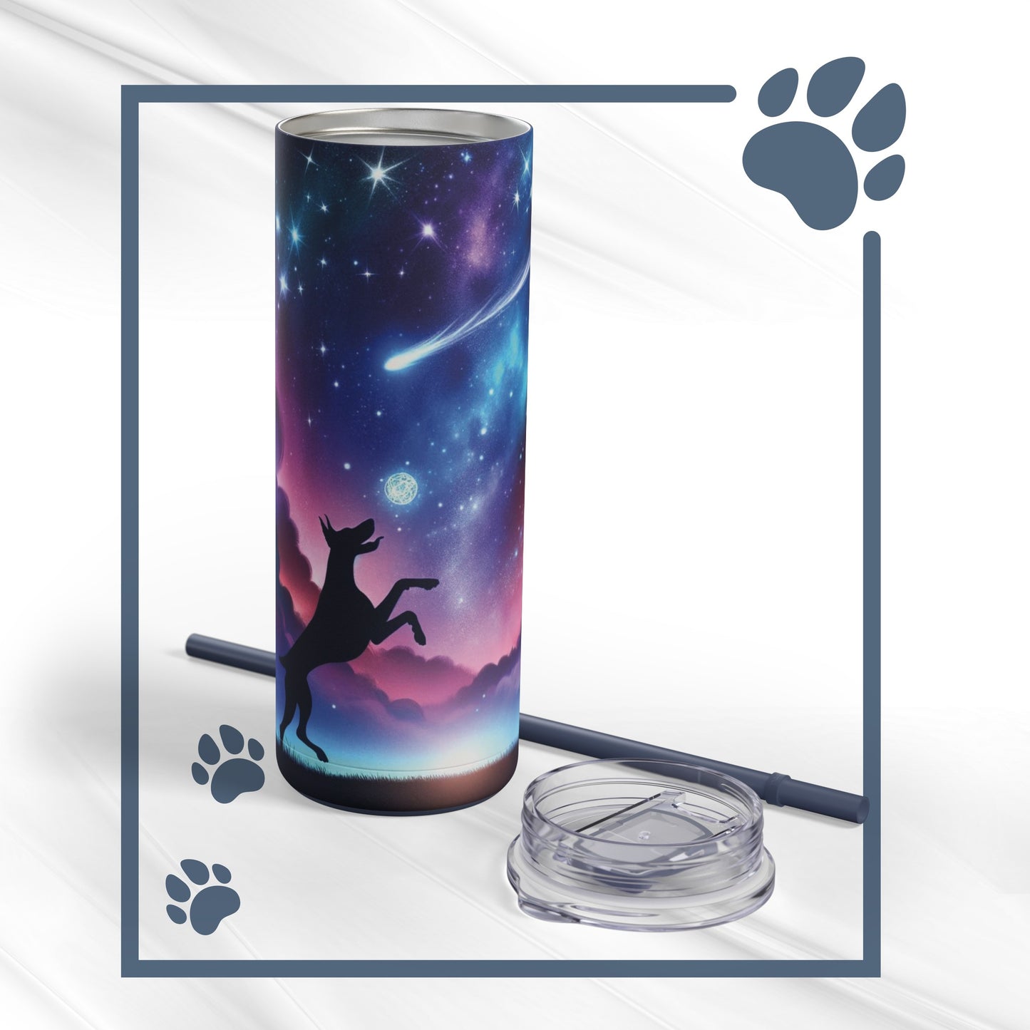 Doberman Playing With The Stars Skinny Matte Tumbler, 20oz