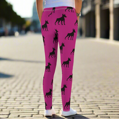 Passion Pink Doberman Silhouette Leggings