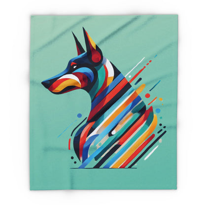 Colorful Abstract Doberman Fleece Blanket