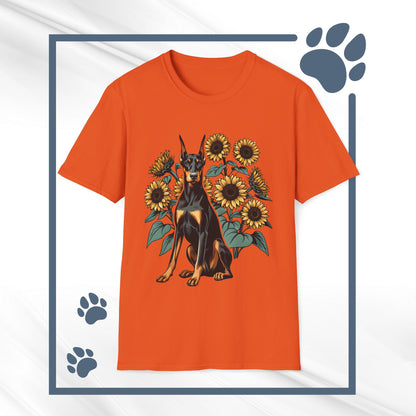 Doberman Sunflowers Unisex Tee