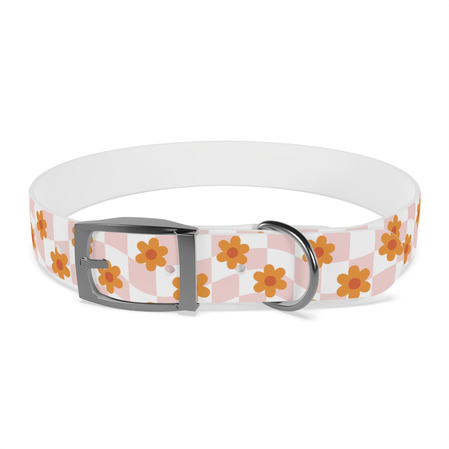 Pink and Orange Retro Pattern Dog Collar