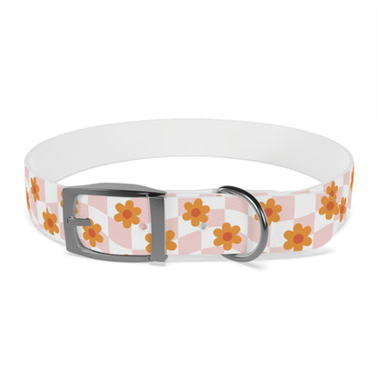 Pink and Orange Retro Pattern Dog Collar