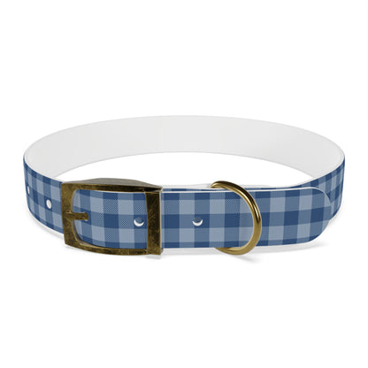 Navy Plaid Personalized Dog Collar