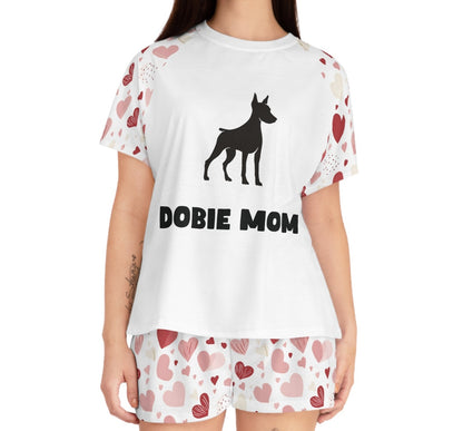 Dobie Mom Hearts Pajamas Two-Piece Set