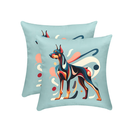 Abstract Doberman Pillow Peach Skin Pillowcase 18"x18" (One Side Printing)(2 Pack)