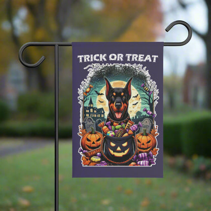 Halloween Dobie Trick or Treat Garden Flag