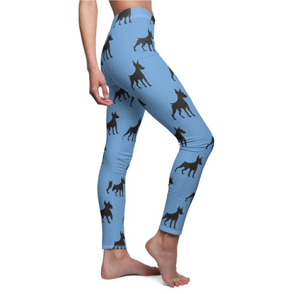 Light Blue Doberman Silhouette Leggings