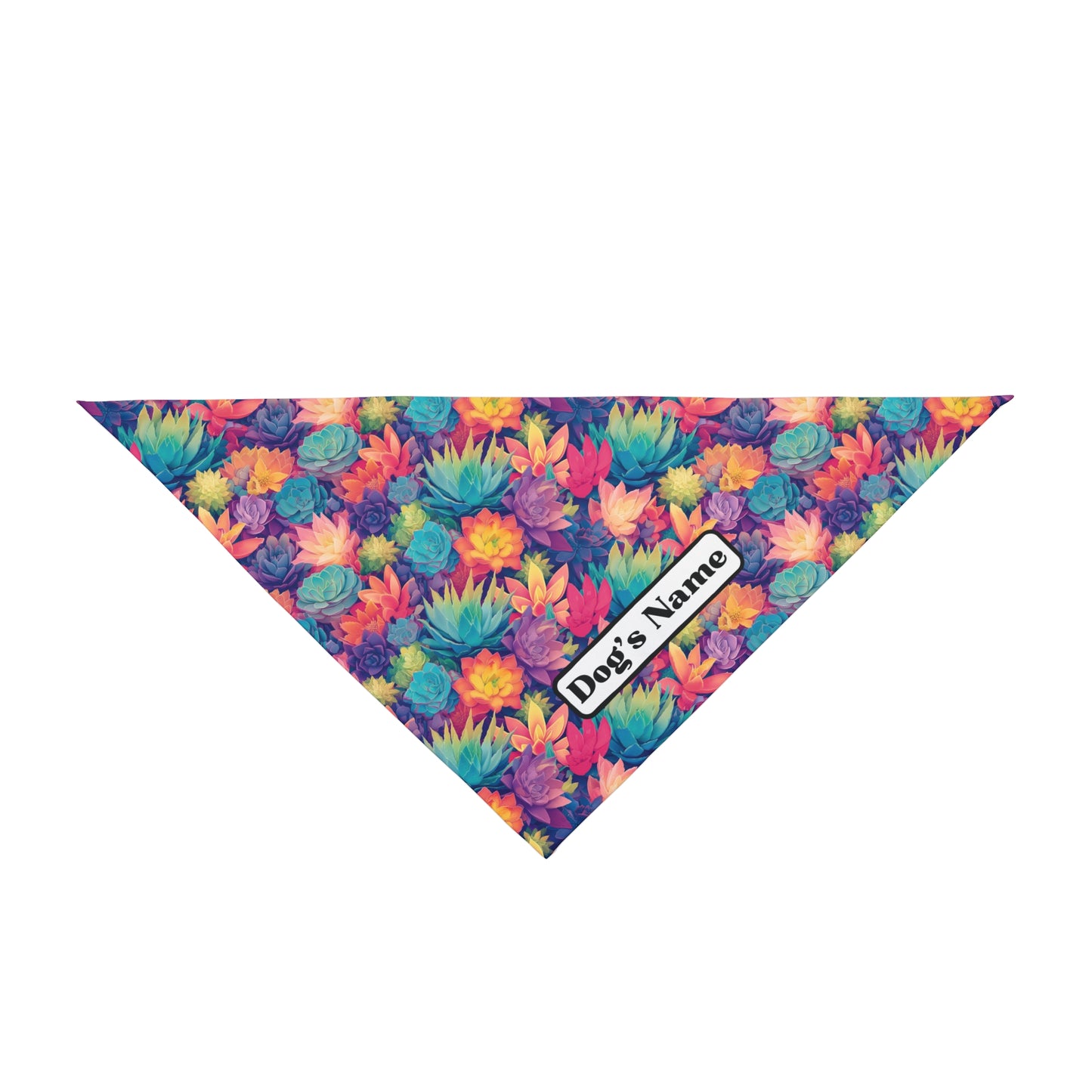 Pastel Succulents Dog Bandana - Personalized Colorful Pet Scarf in Two Sizes