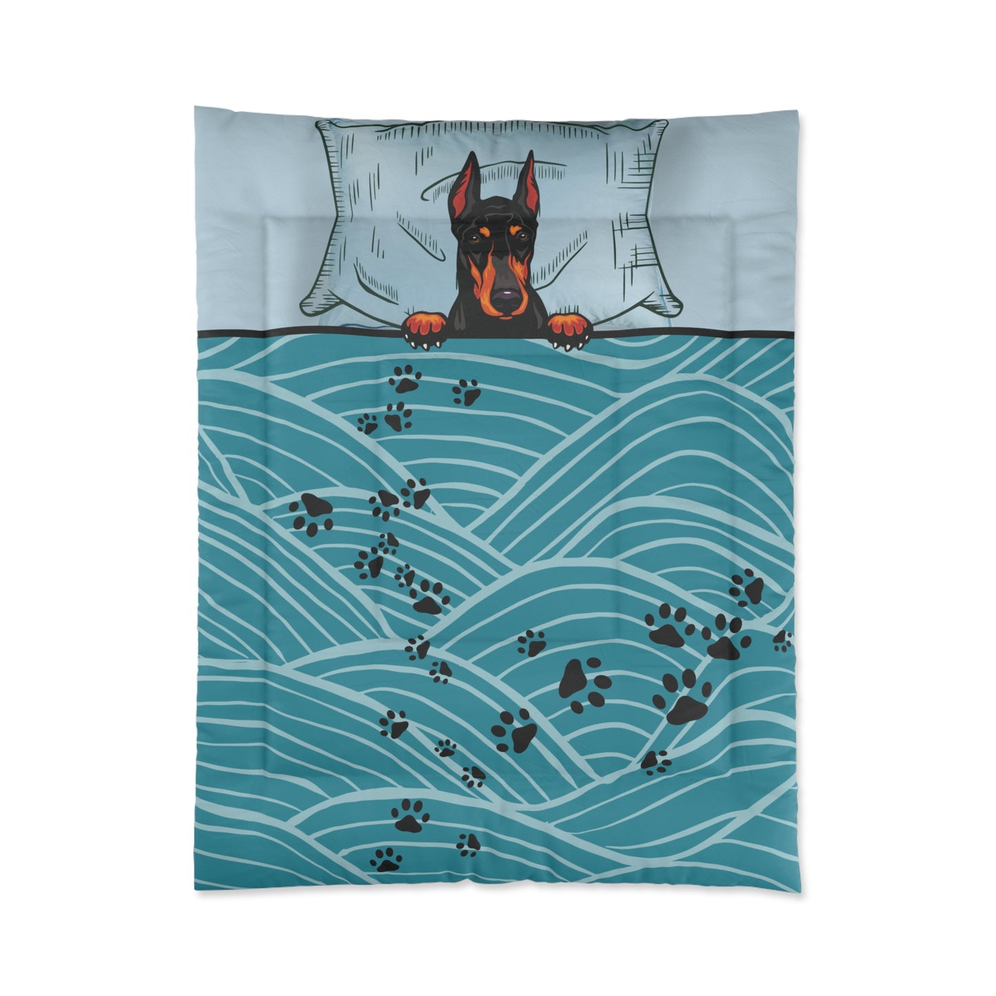 Doberman Paws on My Bed Comforter