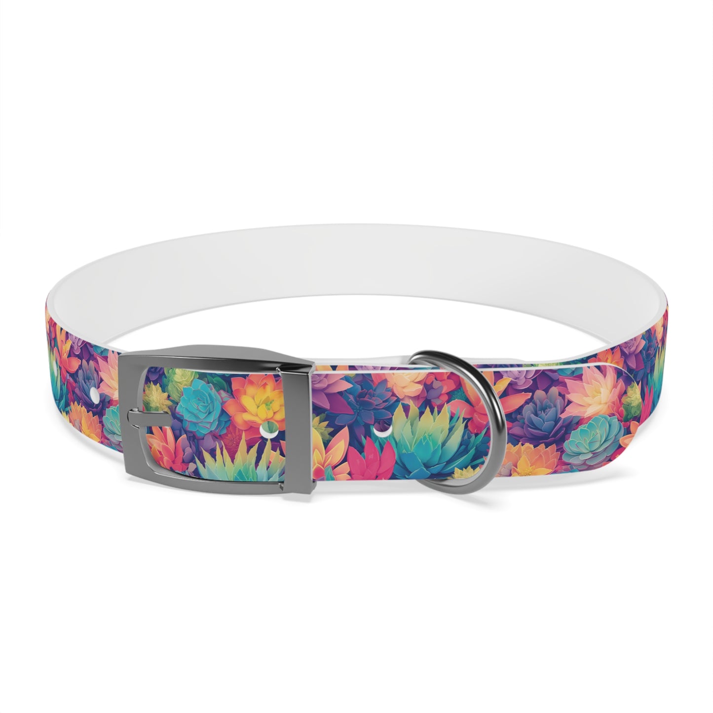 Personalized Pastel Succulents Dog Collar