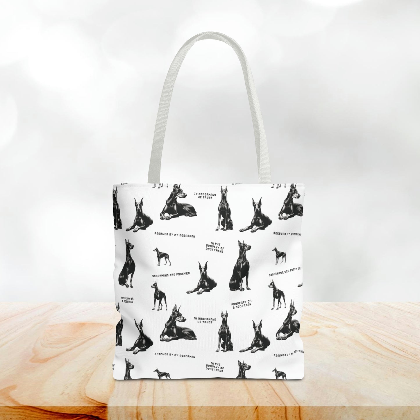 Doberman Quotes All Over Printed Tote Bag