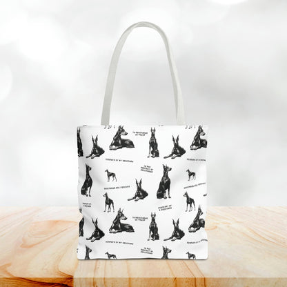 Doberman Quotes All Over Printed Tote Bag