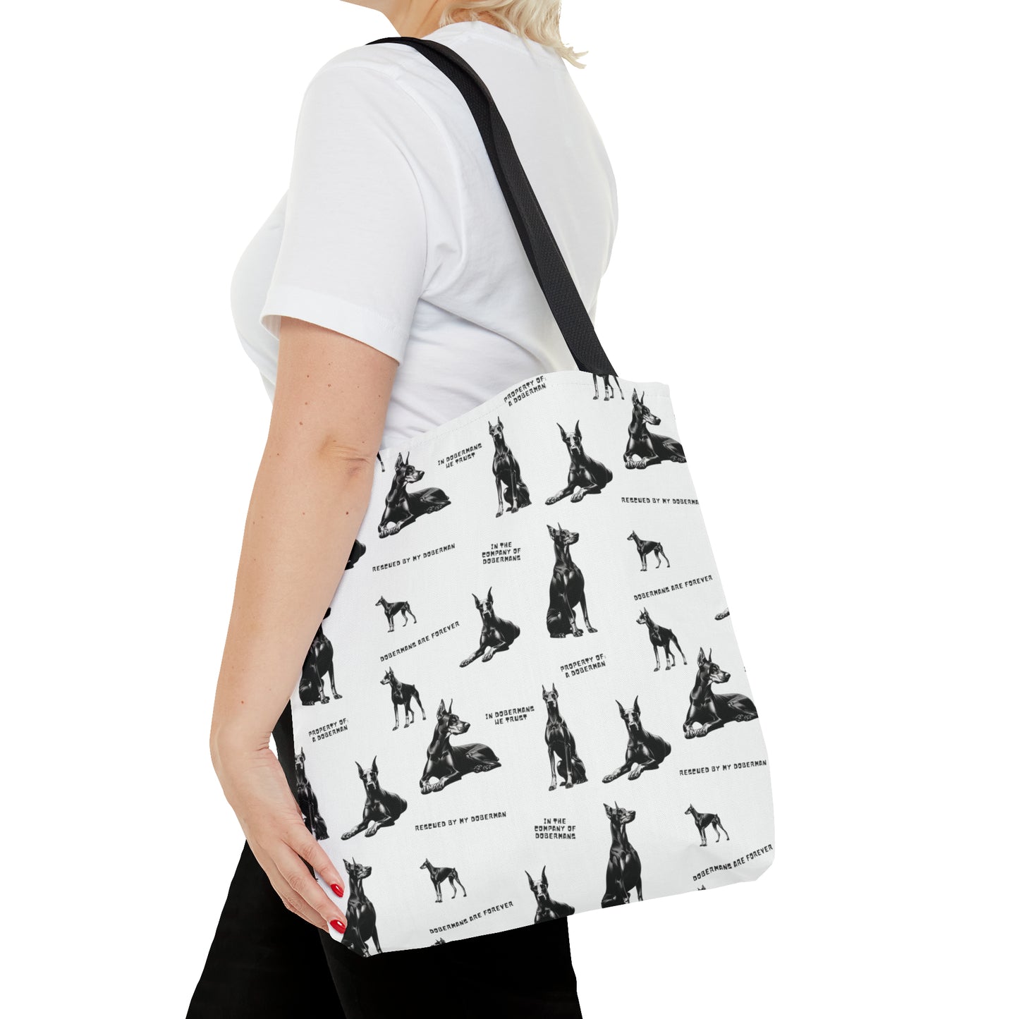 Doberman Quotes All Over Printed Tote Bag