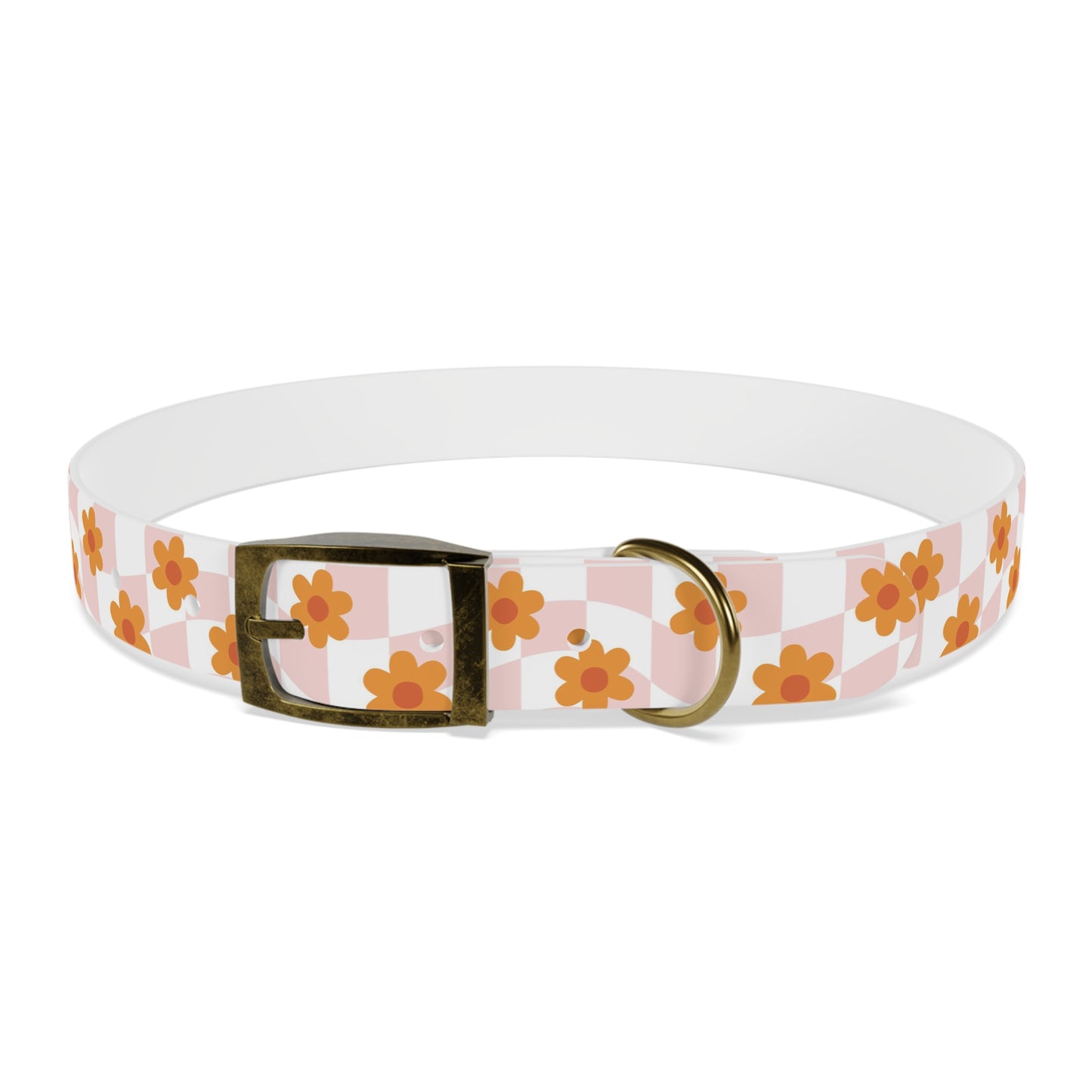 Pink and Orange Retro Pattern Dog Collar