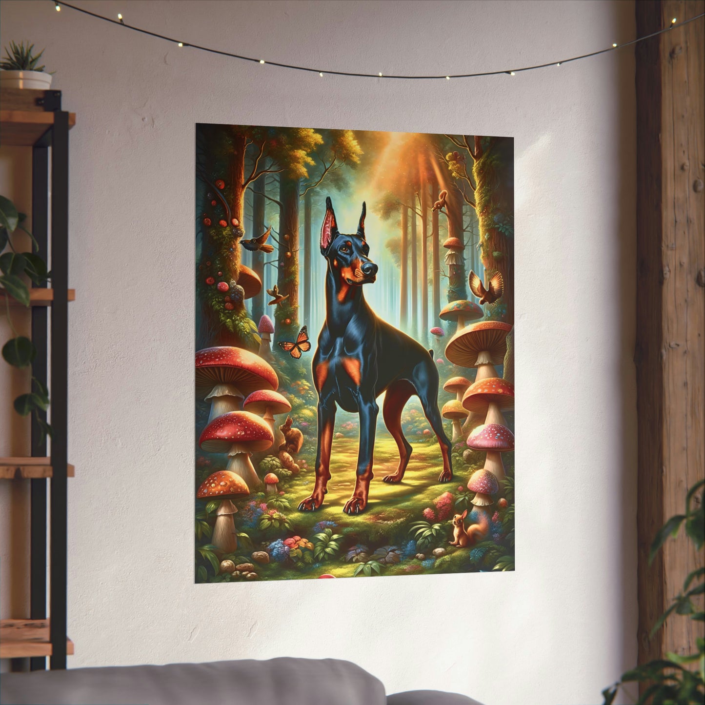 Doberman Sentry of the Shrooms Poster