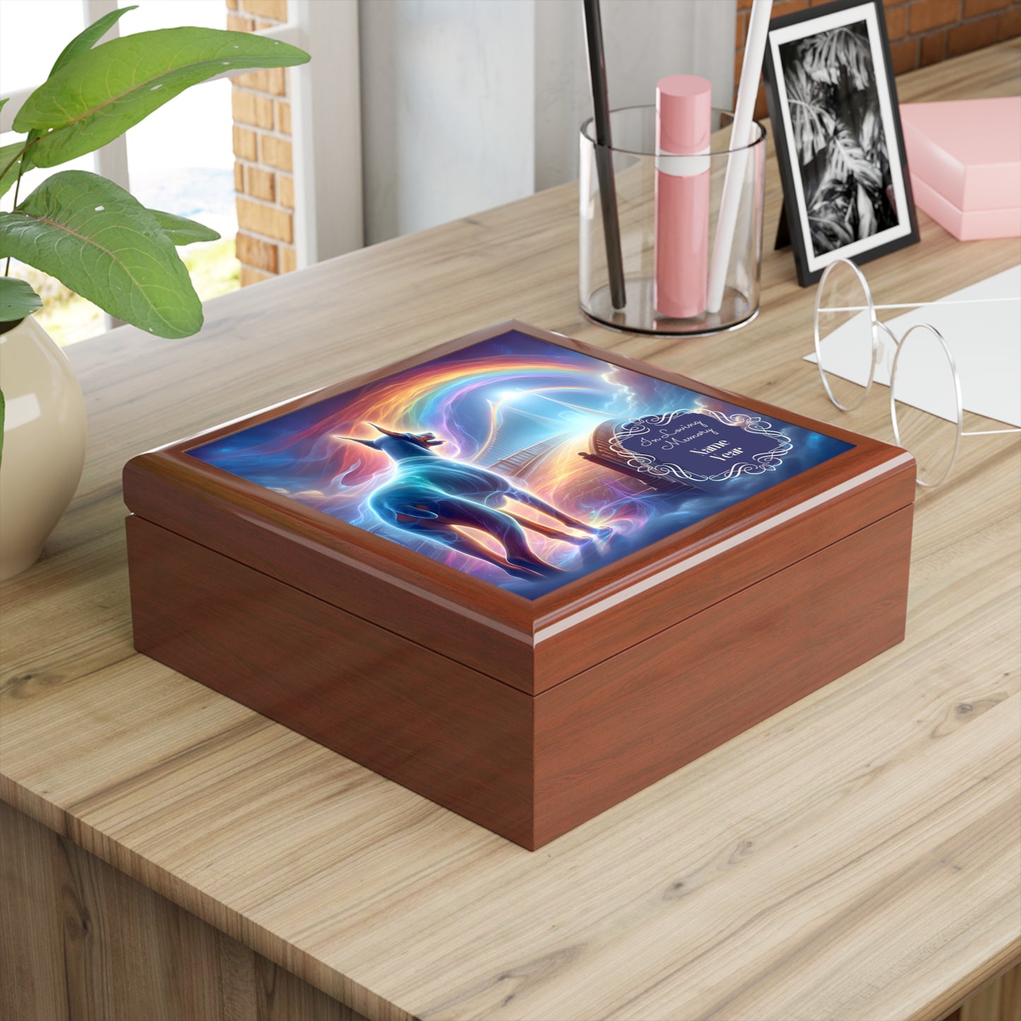 Rainbow Bridge Dobermann Keepsake Box