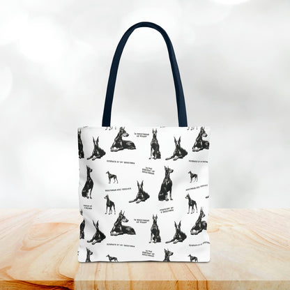 Doberman Quotes All Over Printed Tote Bag