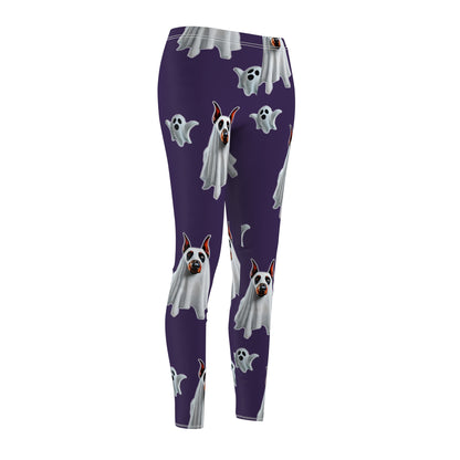 Ghostly Doberman Leggings Mystic Purple