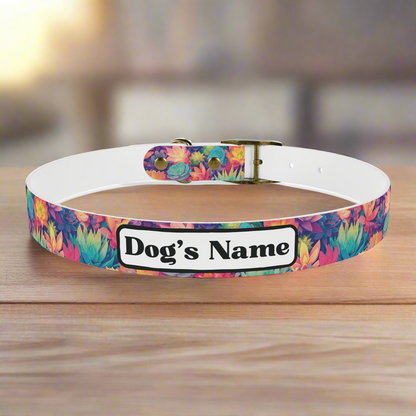 Personalized Pastel Succulents Dog Collar