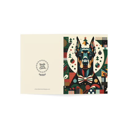 Set of Patchwork Doberman Holiday Greeting Cards