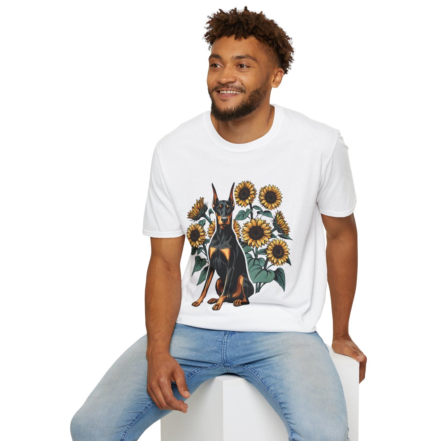 Doberman Sunflowers Unisex Tee