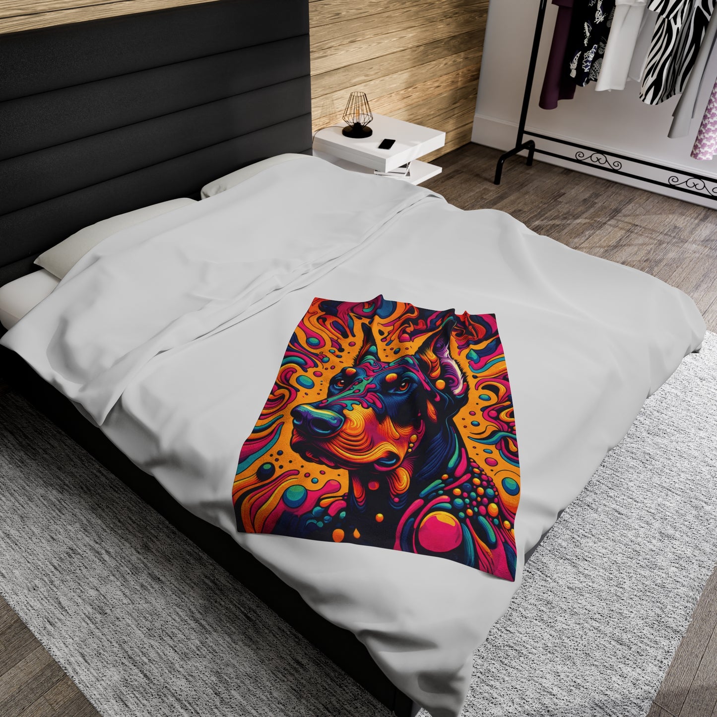 Psychedelic Doberman Velveteen Plush Blanket