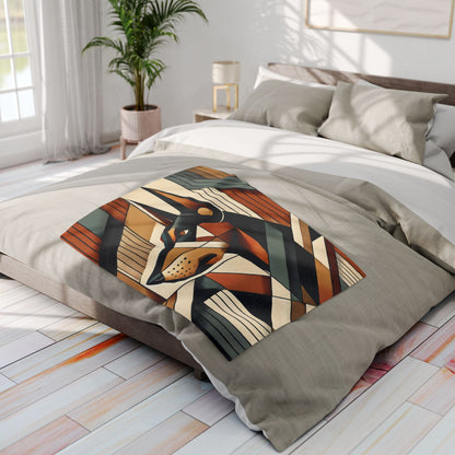 Modern Abstract Doberman Fleece Throw Blanket