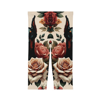 Vintage Rose Doberman Capri Leggings