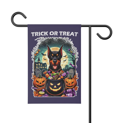 Halloween Dobie Trick or Treat Garden Flag