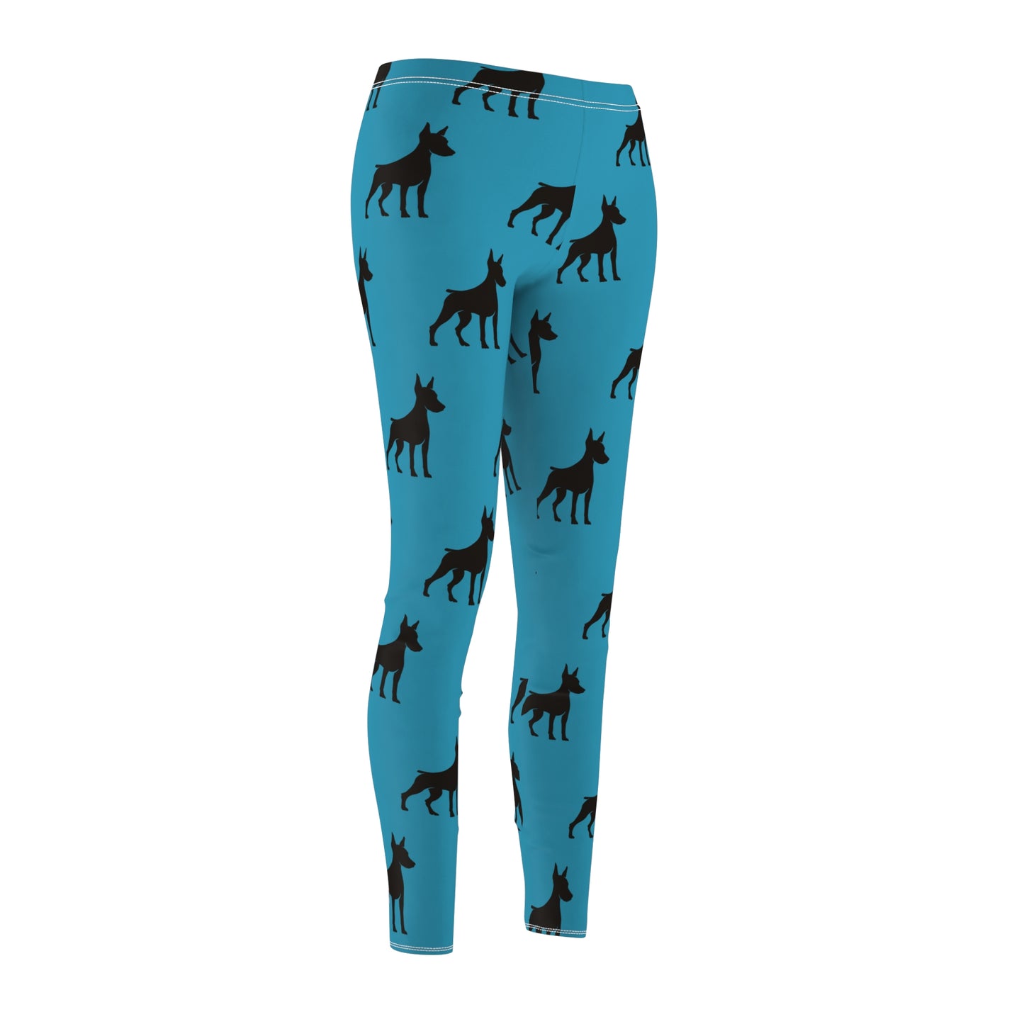 Turquoise Doberman Silhouette Leggings