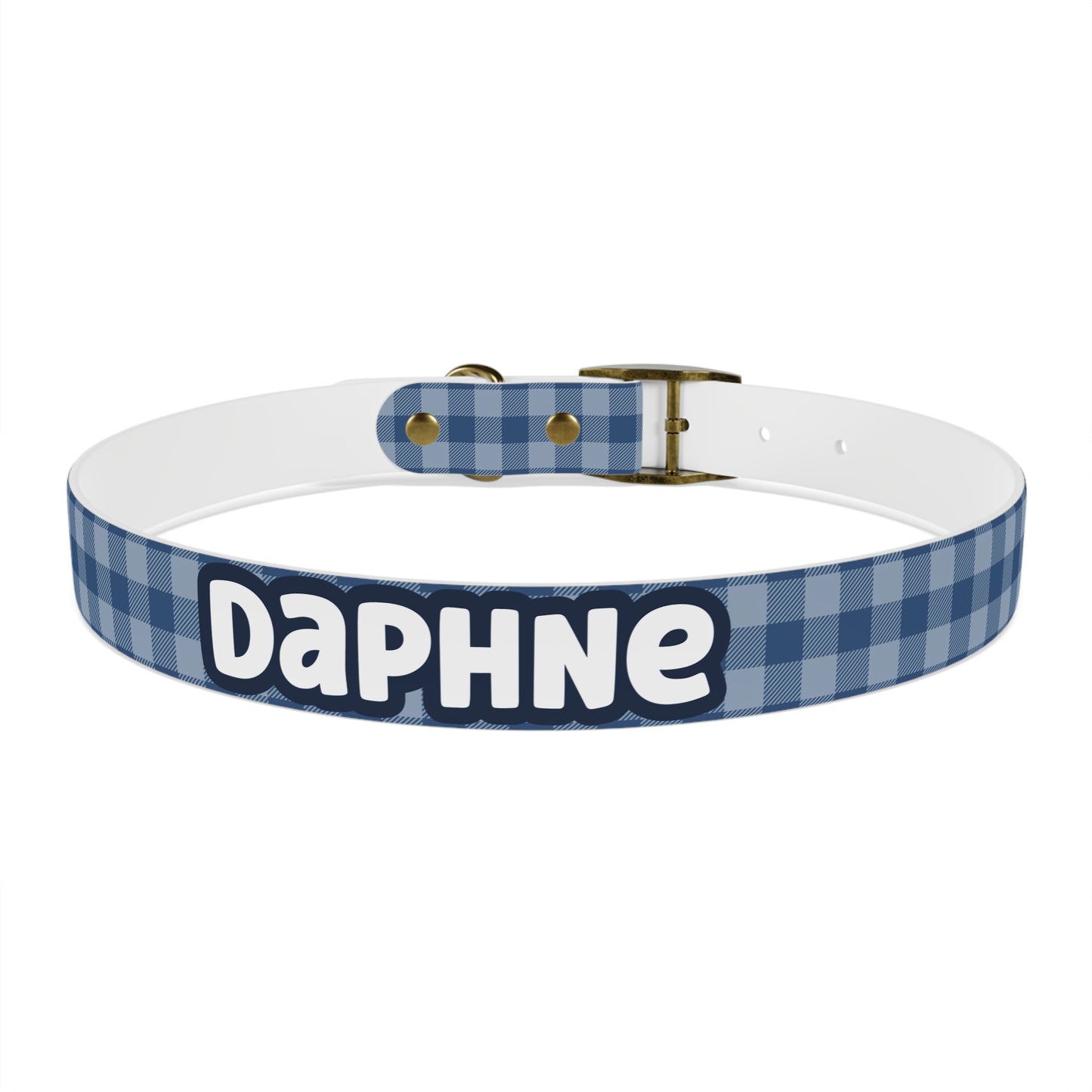 Navy Plaid Personalized Dog Collar