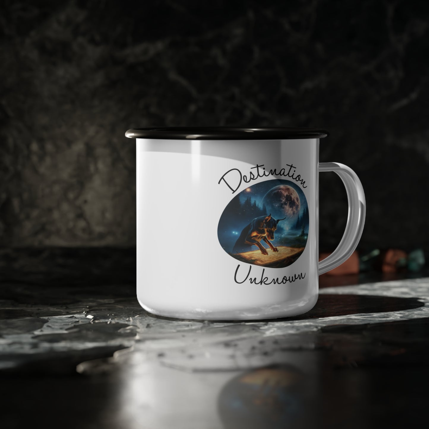 Destination Unknown Enamel Camp Cup