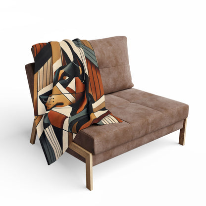 Modern Abstract Doberman Fleece Throw Blanket