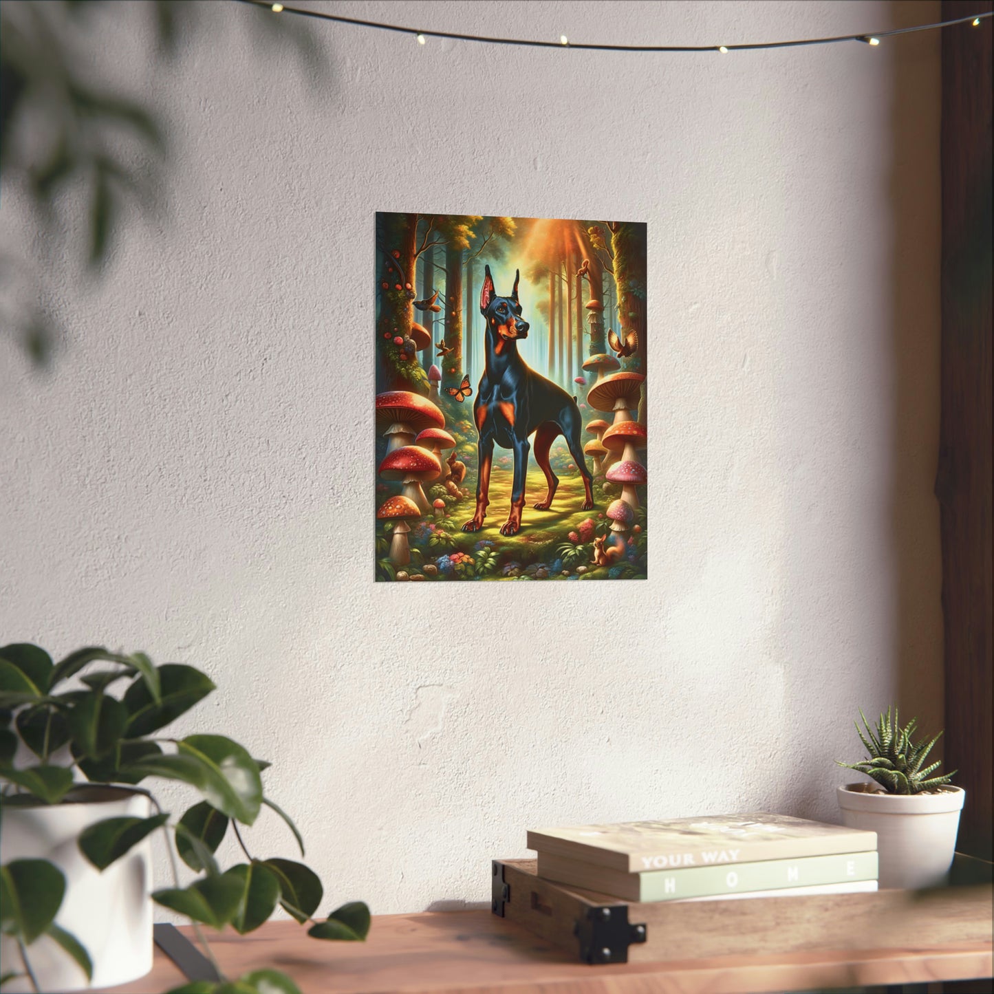 Doberman Sentry of the Shrooms Poster