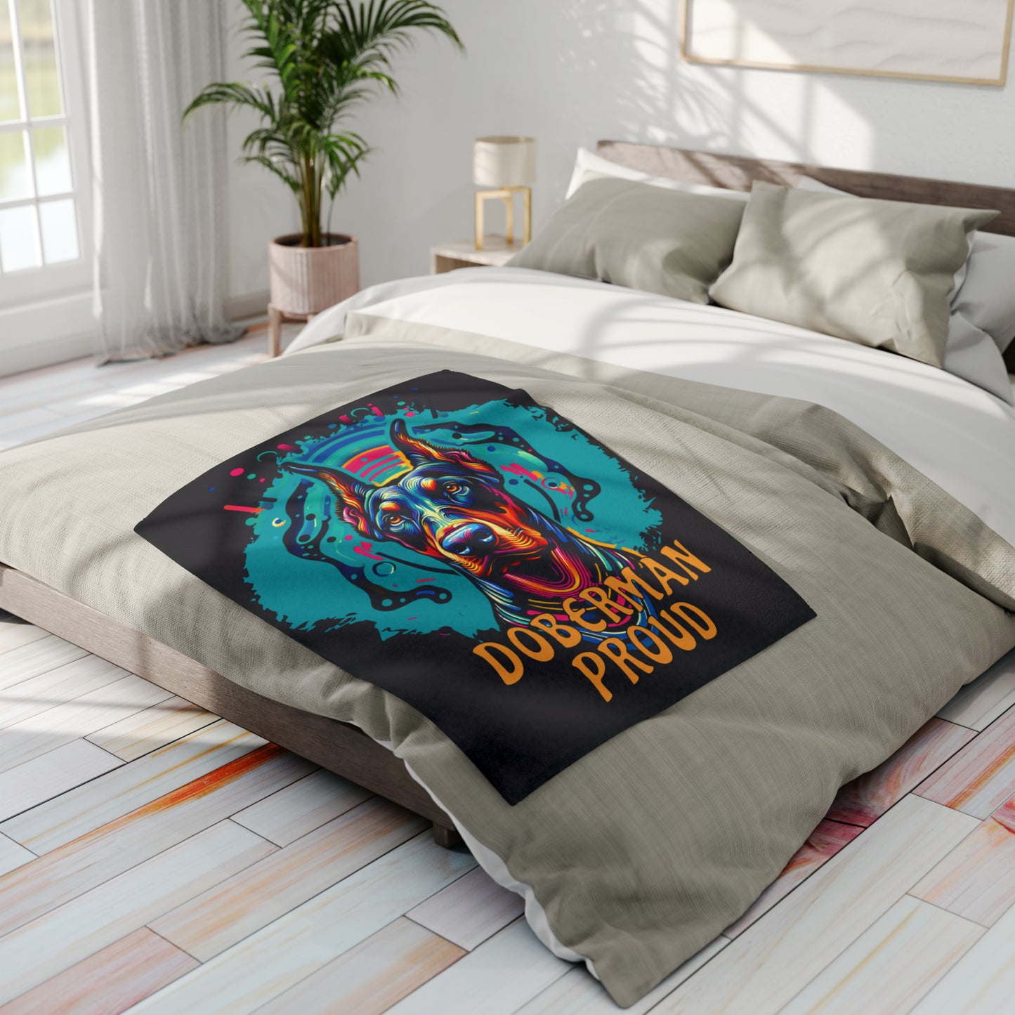 Doberman Proud Arctic Fleece Blanket