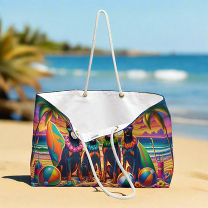 Doberman Sunset Beach Party Weekender Tote Bag