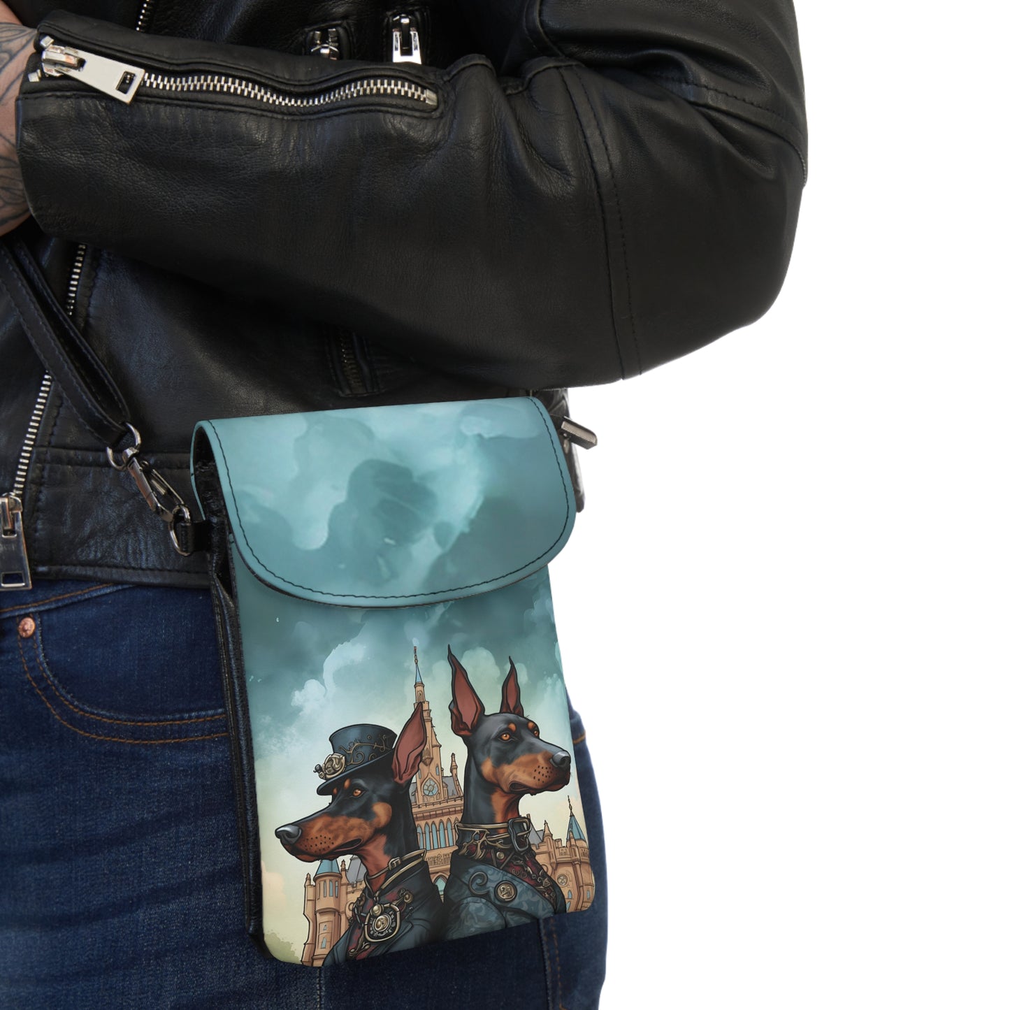 Steampunk Doberman Duo Cell Phone Wallet