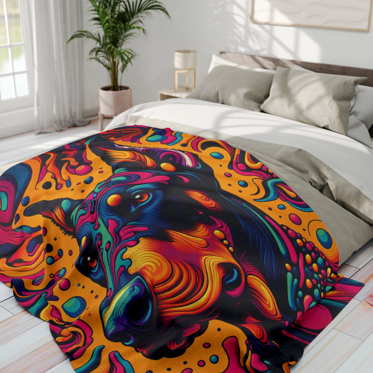 Vibrant Doberman Arctic Fleece Blanket