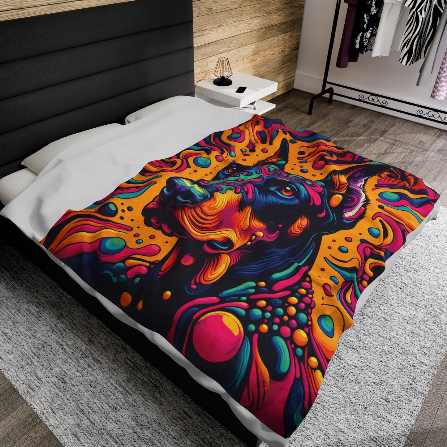 Psychedelic Doberman Velveteen Plush Blanket