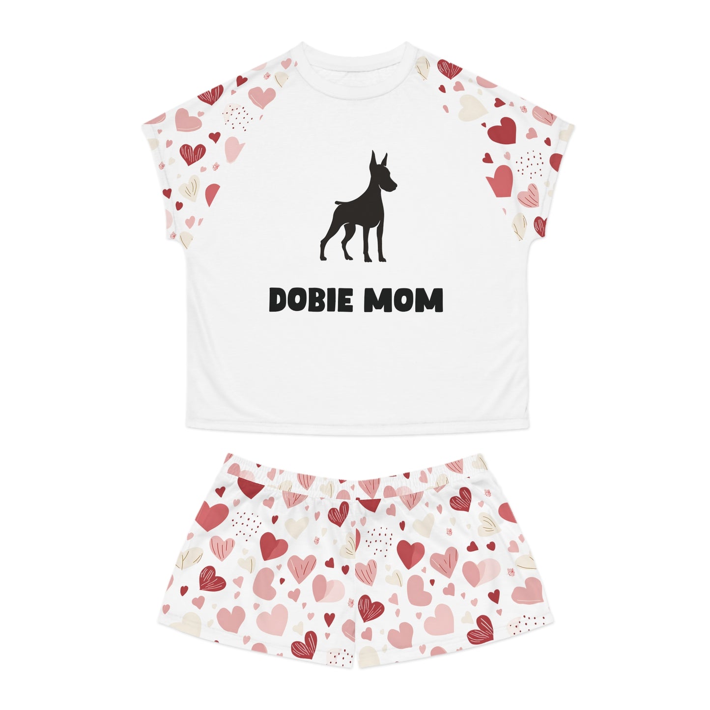 Dobie Mom Hearts Pajamas Two-Piece Set