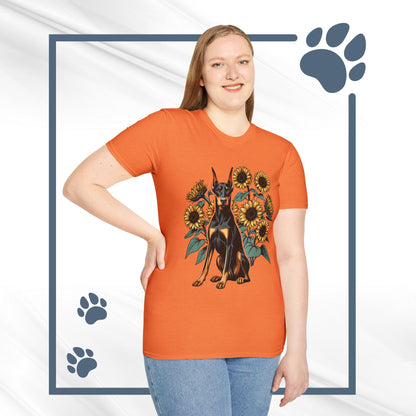 Doberman Sunflowers Unisex Tee