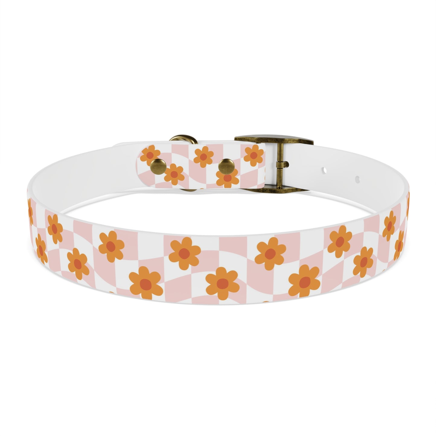 Pink and Orange Retro Pattern Dog Collar