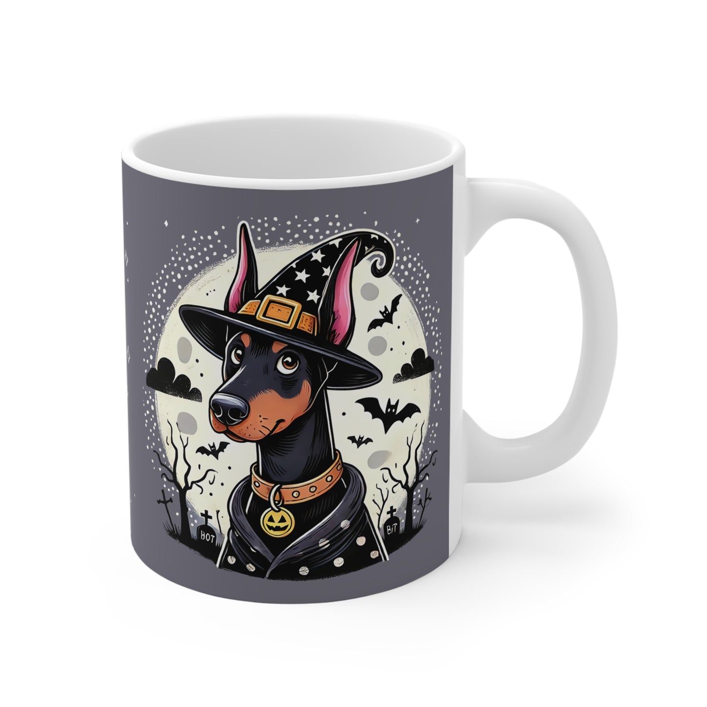 Doberman Witch Ceramic Mug