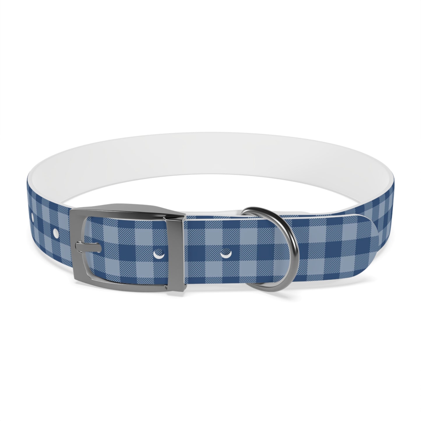 Navy Plaid Personalized Dog Collar