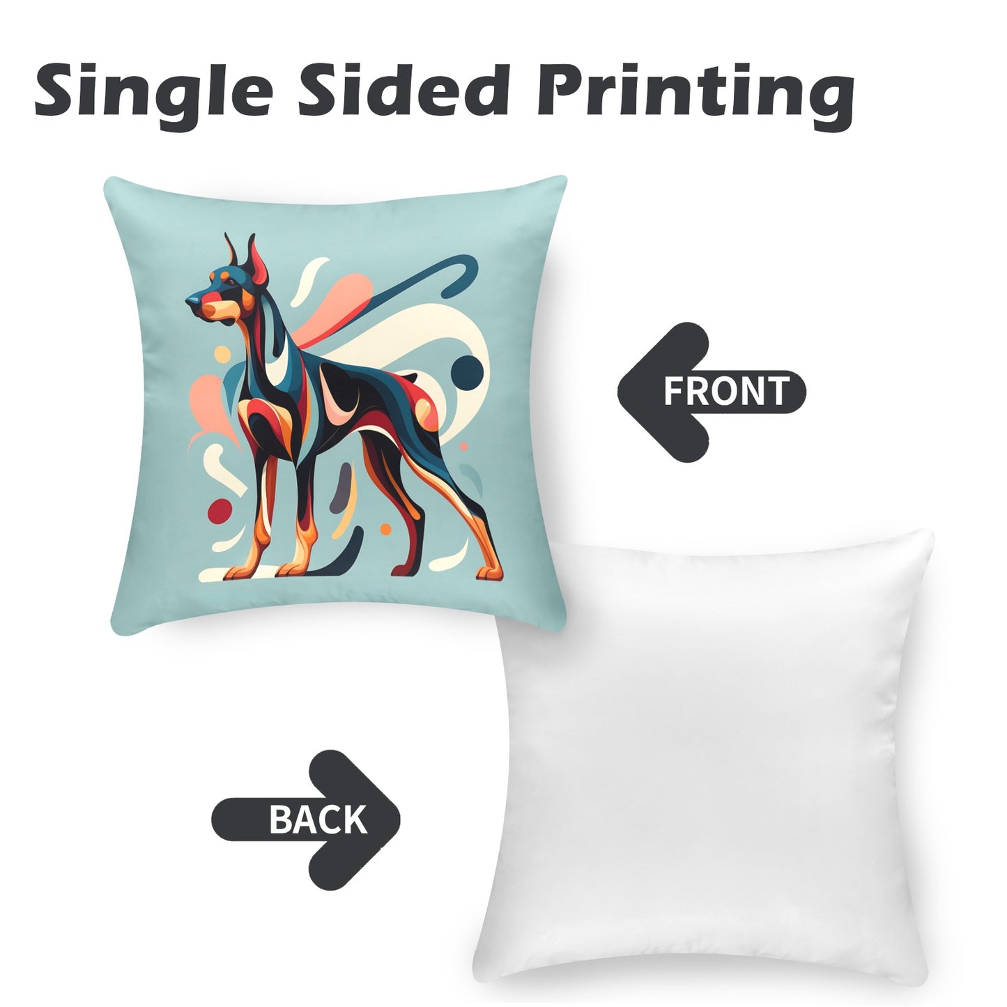 Abstract Doberman Pillow Peach Skin Pillowcase 18"x18" (One Side Printing)(2 Pack)