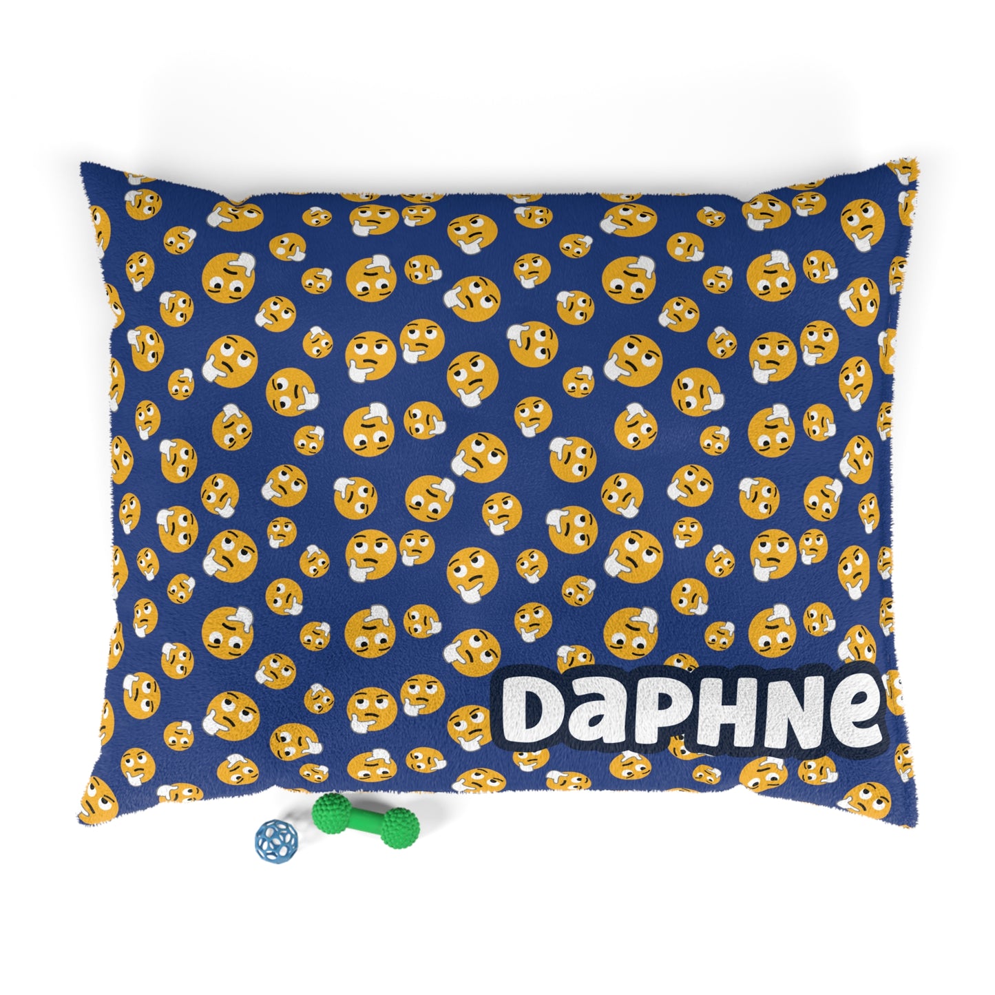 Blue Emoji Dog Bed - Personalized With Name - FREE SHIPPING