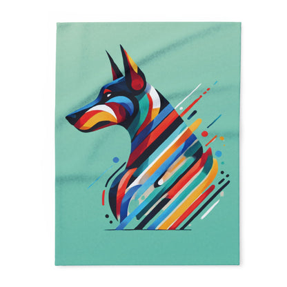 Colorful Abstract Doberman Fleece Blanket