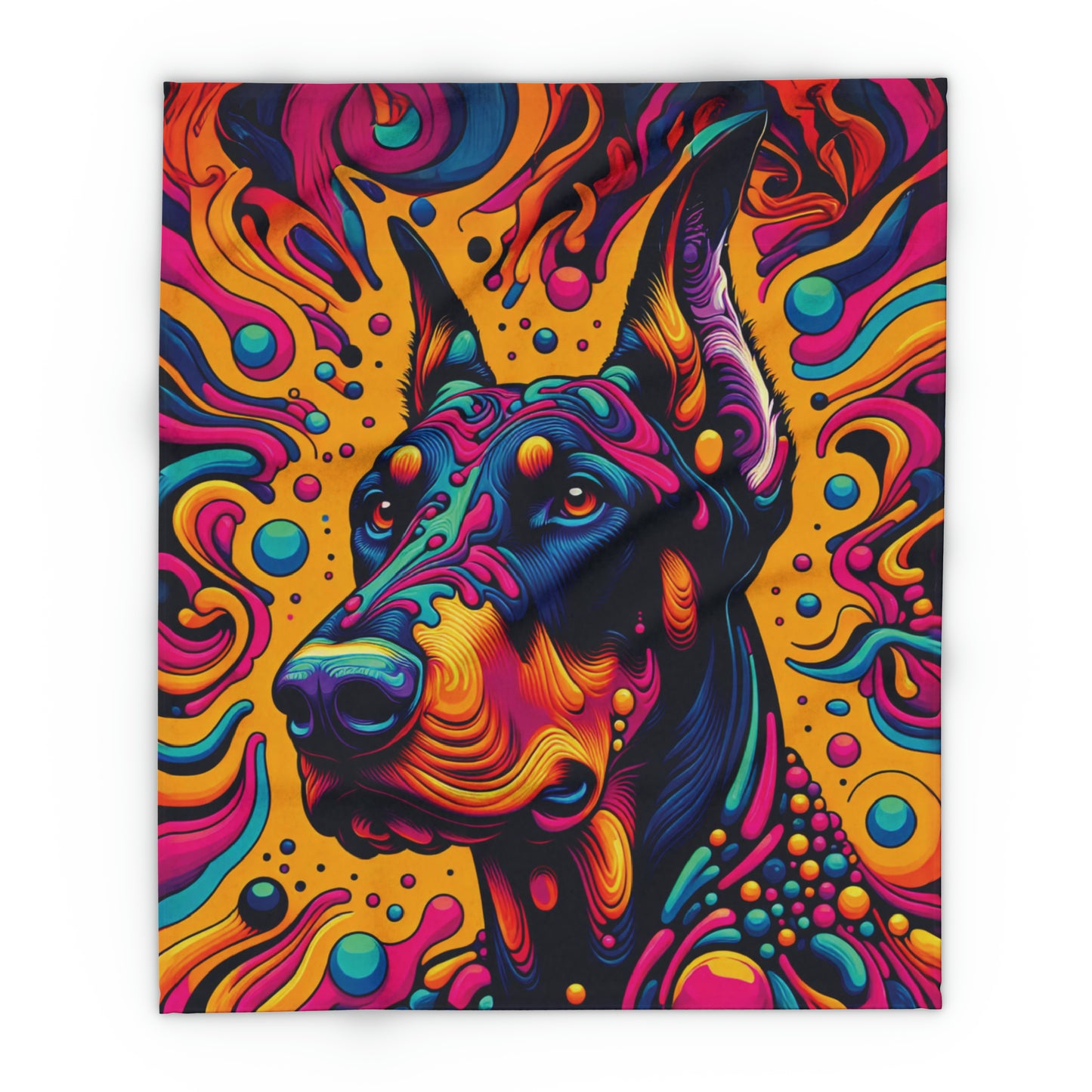 Vibrant Doberman Arctic Fleece Blanket